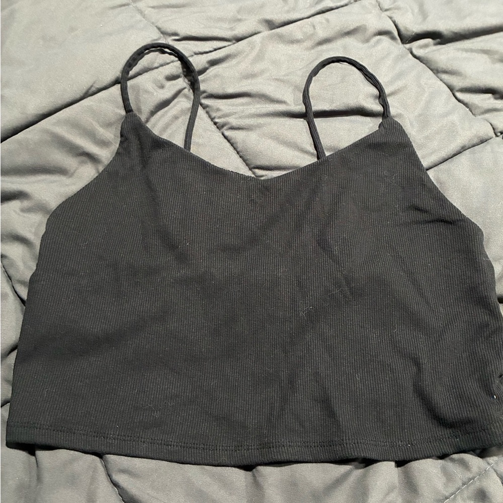 Black Ribbed Crop Top